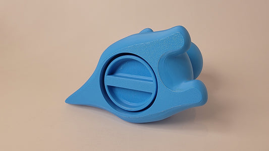 Dinosaur nose work hide side view showing scent container detail