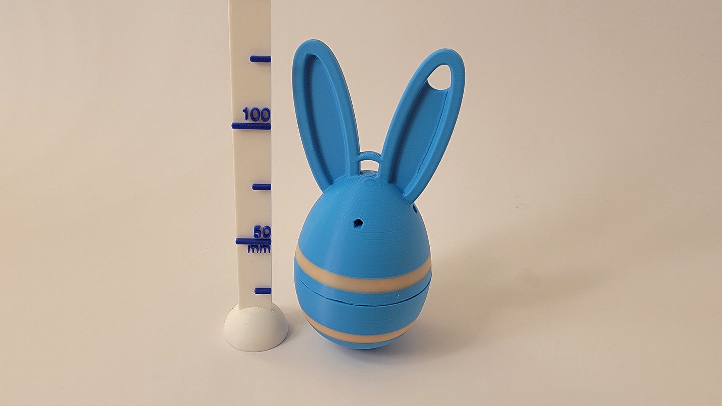 Size of Easter egg shaped scent container for nose work, aerial and ground search training