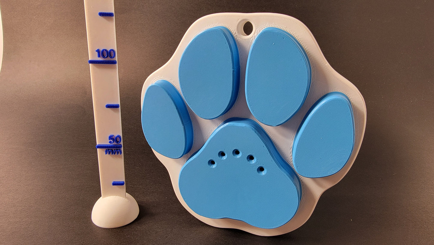 Size of paw print scent work hide.