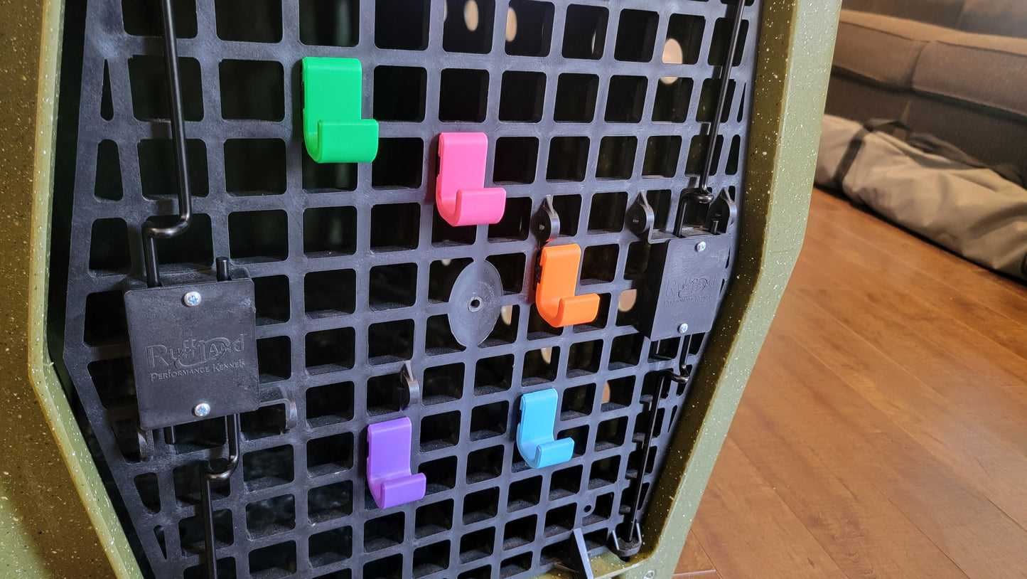 Close up of set of Ruffland Kennel front hooks