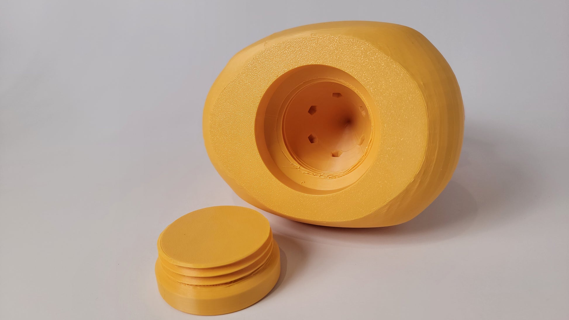 Close-up of toy duck hide scent vent detail, nose work training container