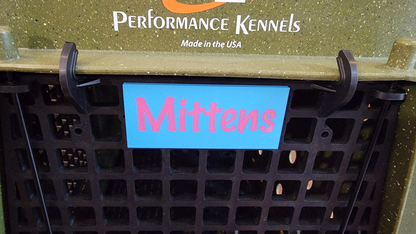 Bright colour Ruffland Kennel name tag in durable plastic